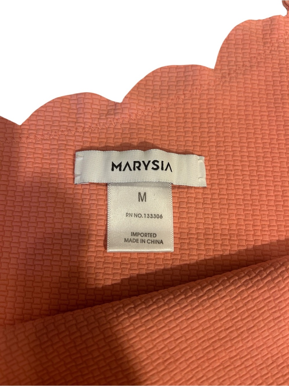 Marysia One Shoulder Scallop Edge One-Piece Swimsuit Coral Pink Size Medium - Picture 2 of 7